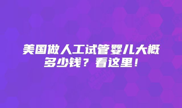 美国做人工试管婴儿大概多少钱？看这里！