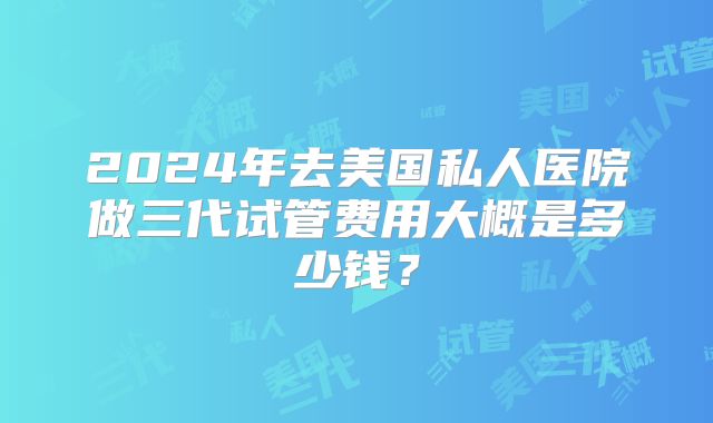 2024年去美国私人医院做三代试管费用大概是多少钱？