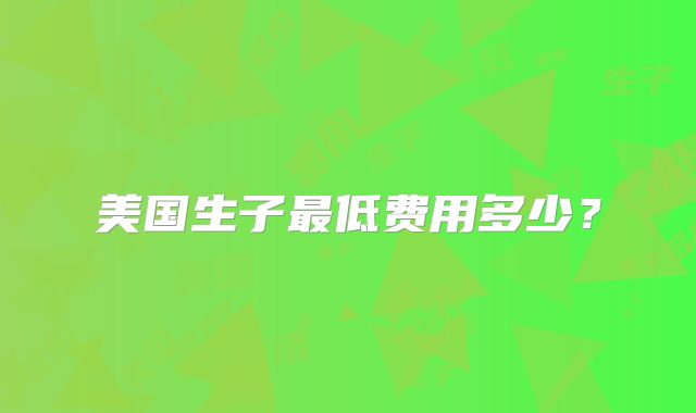 美国生子最低费用多少？