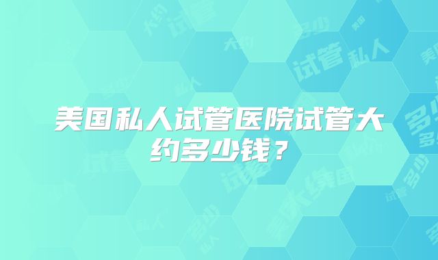 美国私人试管医院试管大约多少钱？