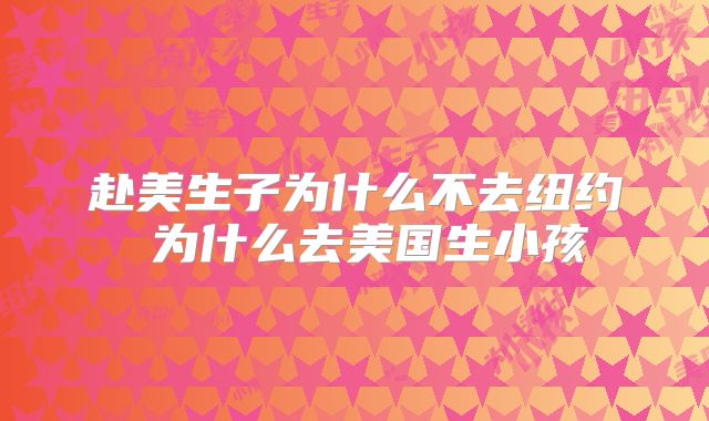 赴美生子为什么不去纽约 为什么去美国生小孩