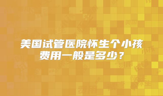 美国试管医院怀生个小孩费用一般是多少？