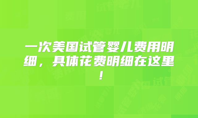 一次美国试管婴儿费用明细，具体花费明细在这里！
