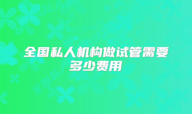 全国私人机构做试管需要多少费用