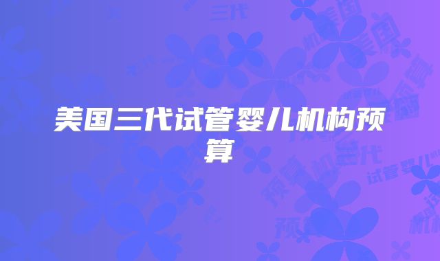 美国三代试管婴儿机构预算