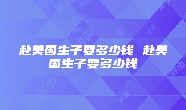 赴美国生子要多少钱 赴美国生子要多少钱