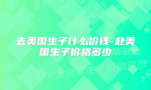 去美国生子什么价钱-赴美国生子价格多少