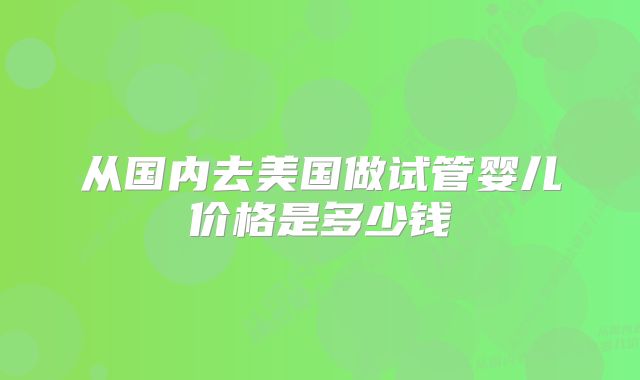 从国内去美国做试管婴儿价格是多少钱