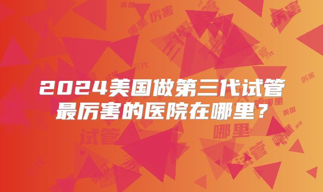 2024美国做第三代试管最厉害的医院在哪里？