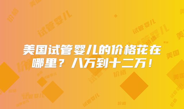 美国试管婴儿的价格花在哪里?八万到十二万!