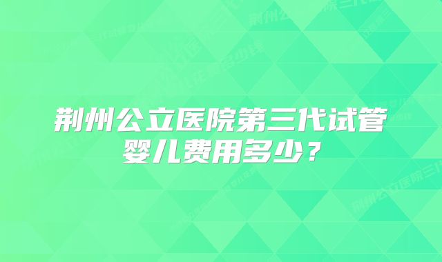 荆州公立医院第三代试管婴儿费用多少?
