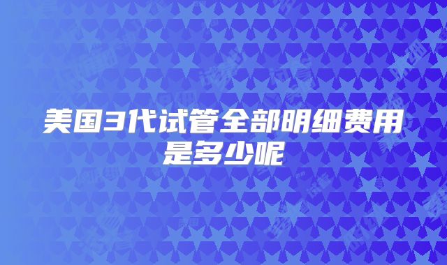 美国3代试管全部明细费用是多少呢