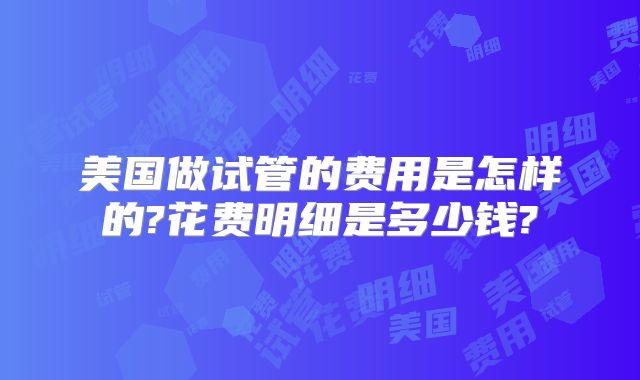 美国做试管的费用是怎样的?花费明细是多少钱?