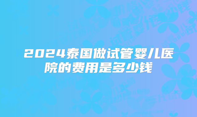 2024泰国做试管婴儿医院的费用是多少钱