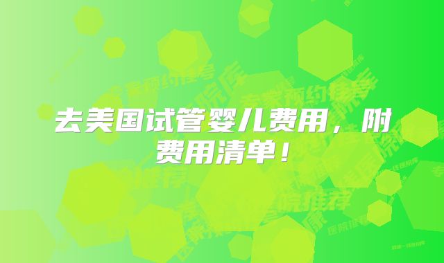 去美国试管婴儿费用，附费用清单！