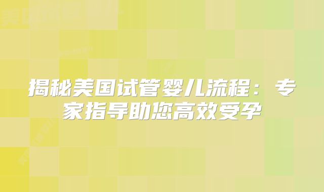 揭秘美国试管婴儿流程：专家指导助您高效受孕