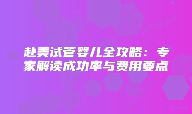 赴美试管婴儿全攻略：专家解读成功率与费用要点