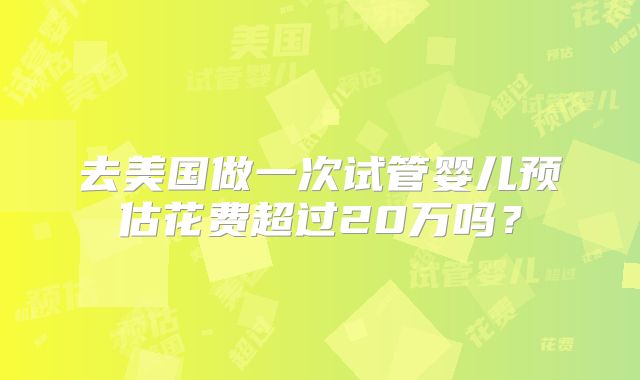 去美国做一次试管婴儿预估花费超过20万吗？
