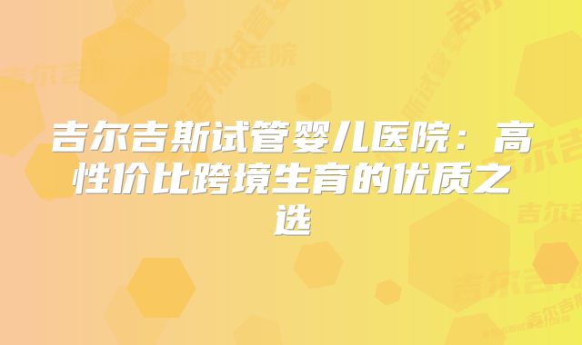 吉尔吉斯试管婴儿医院：高性价比跨境生育的优质之选