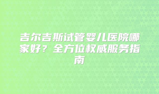 吉尔吉斯试管婴儿医院哪家好？全方位权威服务指南
