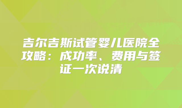 吉尔吉斯试管婴儿医院全攻略：成功率、费用与签证一次说清