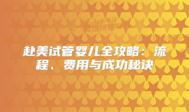 赴美试管婴儿全攻略：流程、费用与成功秘诀