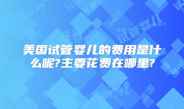 美国试管婴儿的费用是什么呢?主要花费在哪里?