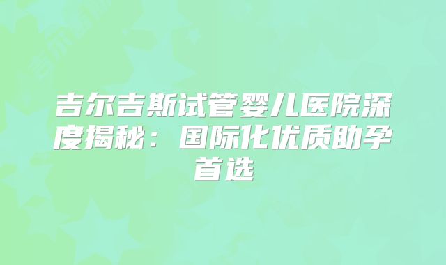 吉尔吉斯试管婴儿医院深度揭秘：国际化优质助孕首选