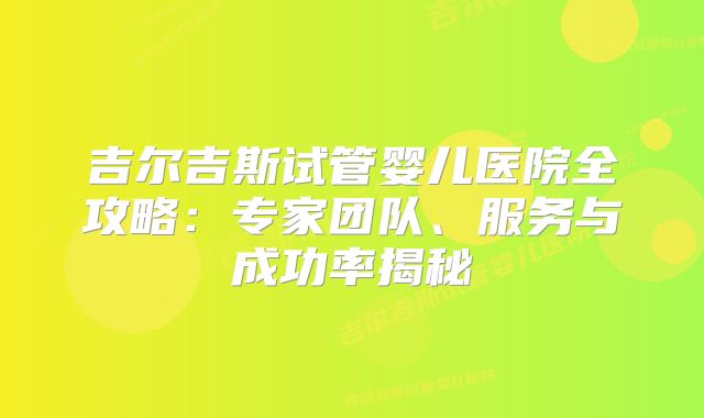 吉尔吉斯试管婴儿医院全攻略:专家团队、服务与成功率揭秘