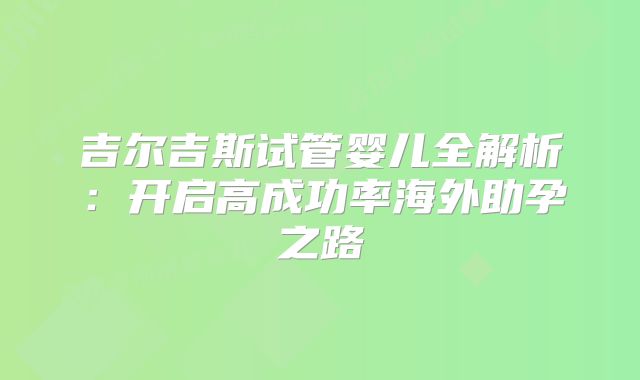 吉尔吉斯试管婴儿全解析：开启高成功率海外助孕之路