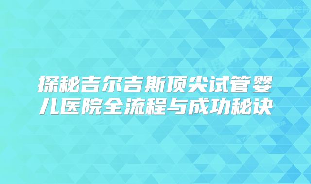 探秘吉尔吉斯顶尖试管婴儿医院全流程与成功秘诀