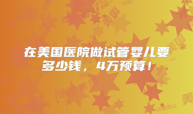 在美国医院做试管婴儿要多少钱，4万预算！
