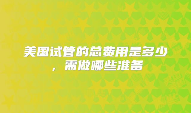 美国试管的总费用是多少，需做哪些准备