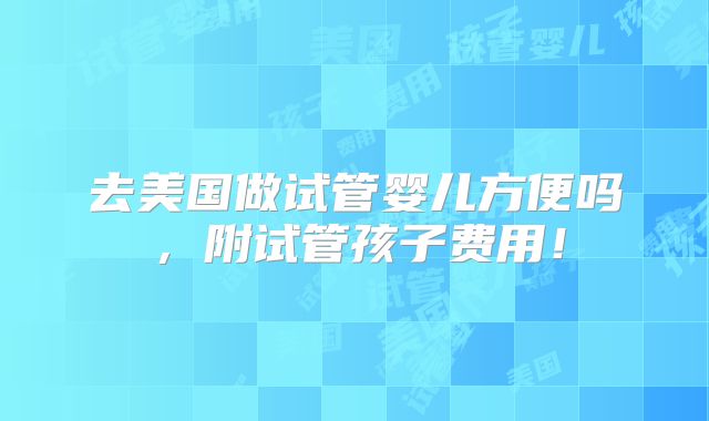 去美国做试管婴儿方便吗，附试管孩子费用！