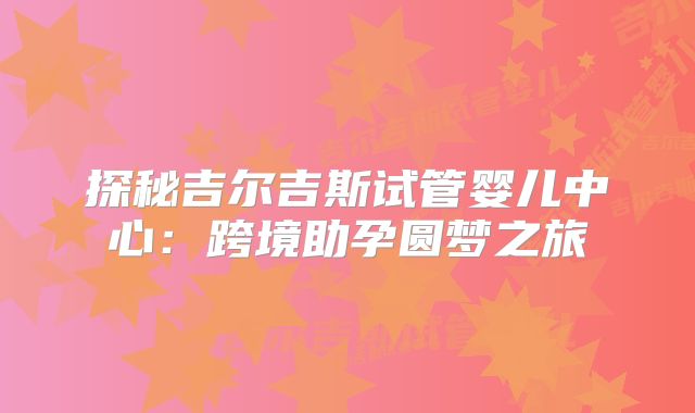 探秘吉尔吉斯试管婴儿中心：跨境助孕圆梦之旅