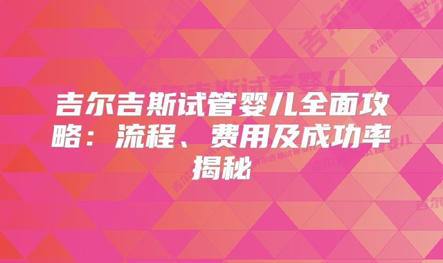 吉尔吉斯试管婴儿全面攻略：流程、费用及成功率揭秘