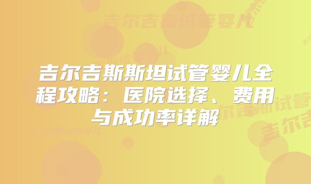 吉尔吉斯斯坦试管婴儿全程攻略:医院选择、费用与成功率详解
