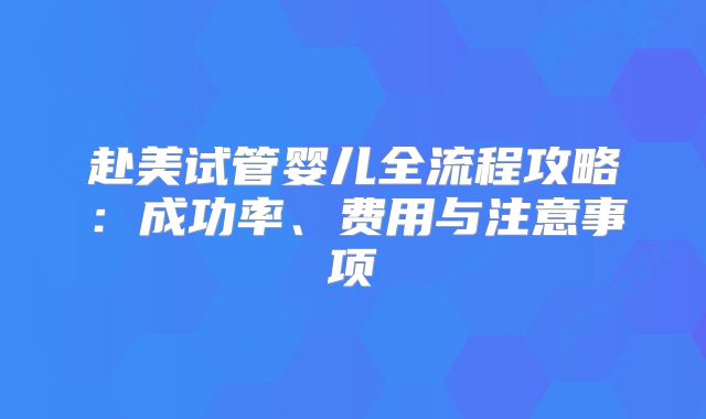 赴美试管婴儿全流程攻略：成功率、费用与注意事项