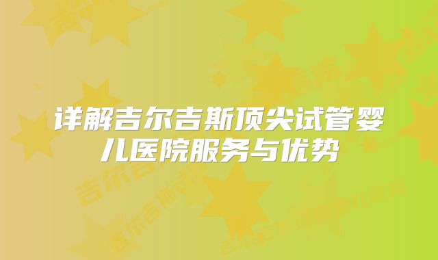 详解吉尔吉斯顶尖试管婴儿医院服务与优势
