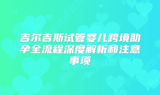 吉尔吉斯试管婴儿跨境助孕全流程深度解析和注意事项