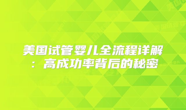 美国试管婴儿全流程详解：高成功率背后的秘密