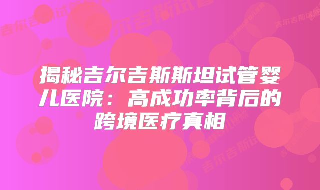 揭秘吉尔吉斯斯坦试管婴儿医院:高成功率背后的跨境医疗真相