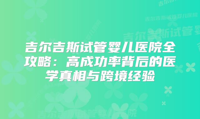 吉尔吉斯试管婴儿医院全攻略:高成功率背后的医学真相与跨境经验