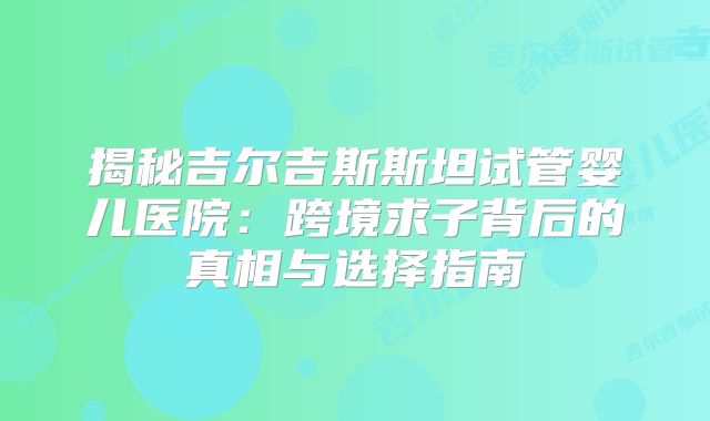 揭秘吉尔吉斯斯坦试管婴儿医院：跨境求子背后的真相与选择指南