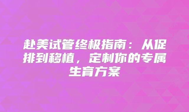 赴美试管终极指南：从促排到移植，定制你的专属生育方案