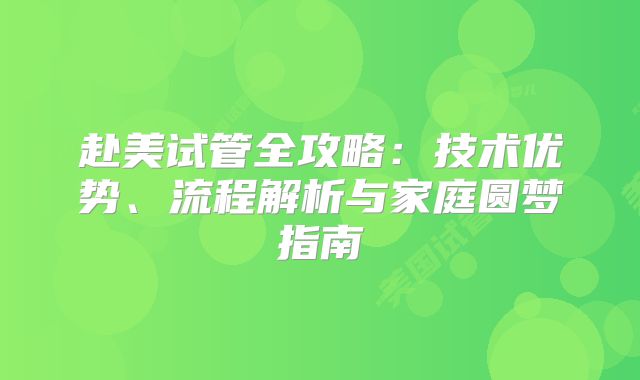 赴美试管全攻略：技术优势、流程解析与家庭圆梦指南