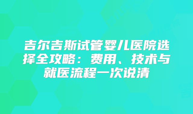 吉尔吉斯试管婴儿医院选择全攻略:费用、技术与就医流程一次说清