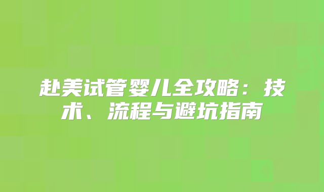 赴美试管婴儿全攻略：技术、流程与避坑指南