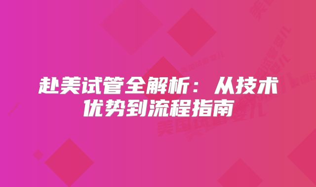 赴美试管全解析：从技术优势到流程指南