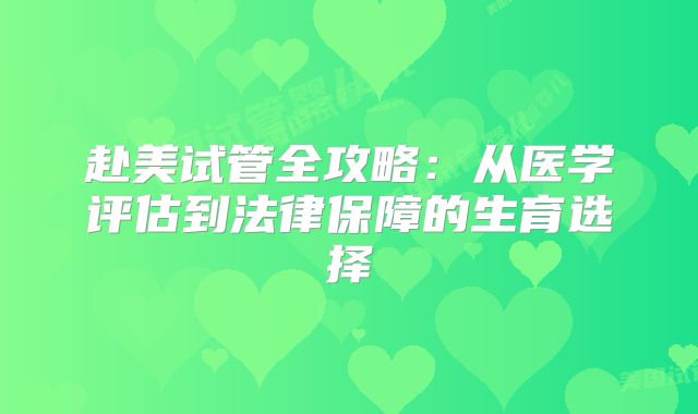 赴美试管全攻略：从医学评估到法律保障的生育选择